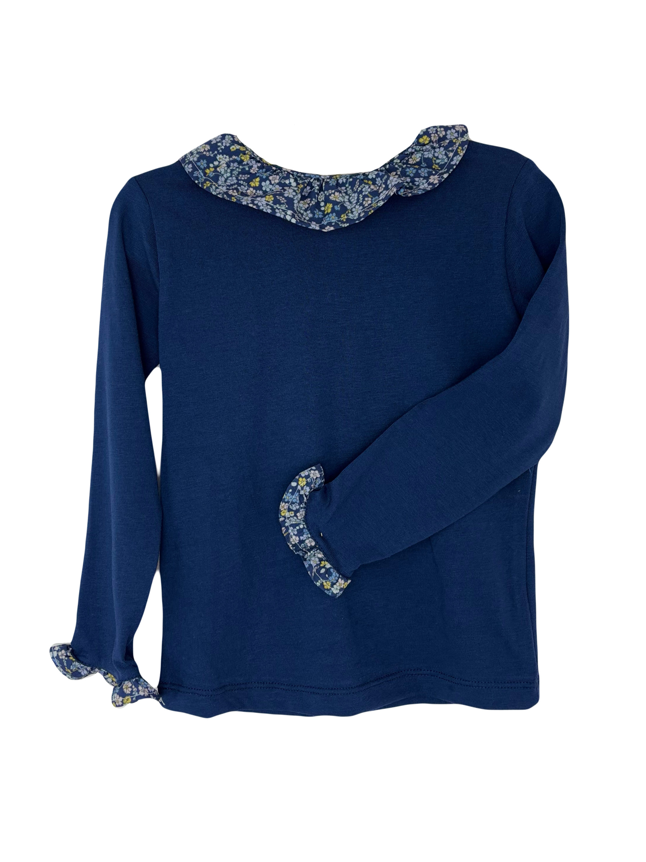 Camiseta Matilda Azul con Flores Azules Oscuras