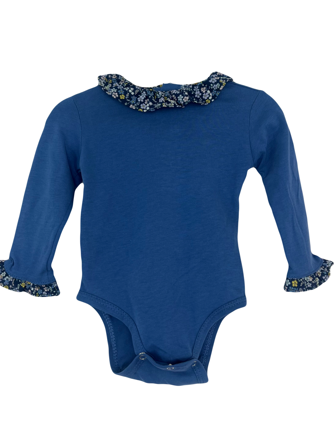 Body Matilda Azul con Flores Azules Oscuras