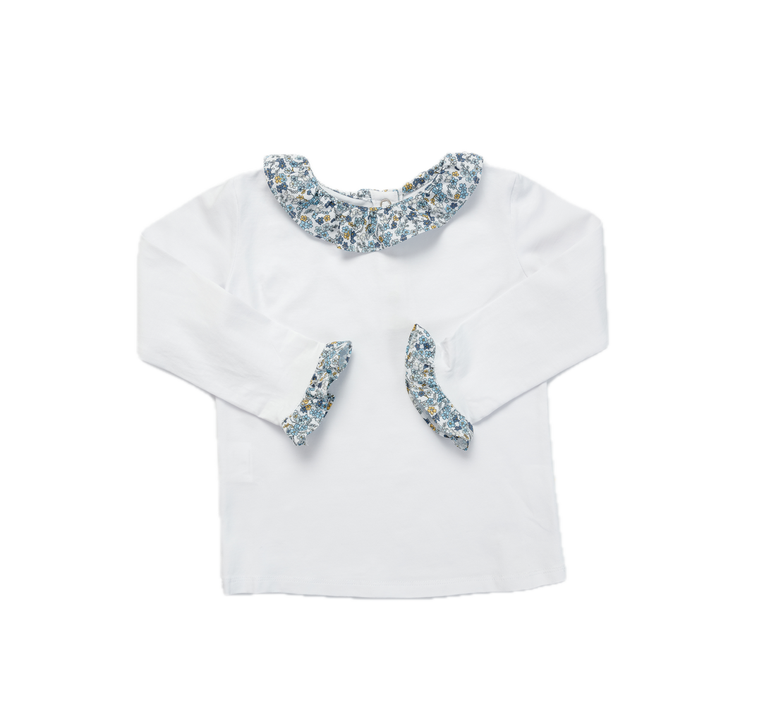 Camiseta Matilda Blanca con Flores Azules